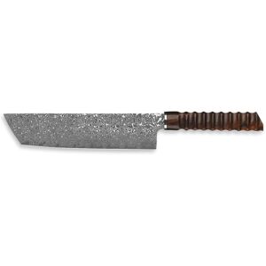 Xin Cutlery Japanese Style Nakiri Wood Knife, 13in Overall, 8in Acid Etched Damascus Steel Blade, Sculpted Olneya Tesota Wood Handle, XC129