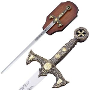 Master Cutlery Fixed Blade, 47in, Stainless Steel Blade, Intricate Gold Metal Plate On Handle, C-94