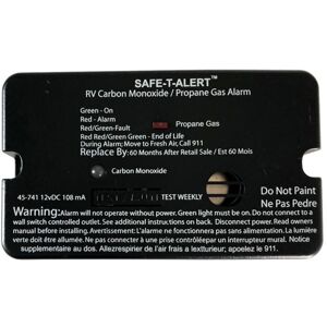 Safe-T-Alert 45-Series Combo Carbon Monoxide Propane Alarm Surface Mount - Black, 45-741-BL