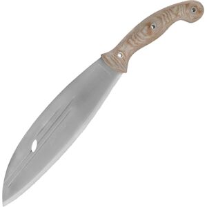 Condor Tool and Knife Primitive Bush Mondo Knife, 16in Overall, 10in Satin 1075Hc Steel Blade, Natural Canvas Micarta Handle, Blade Etching, Brown Leather Sheath, CTK3924-9.9