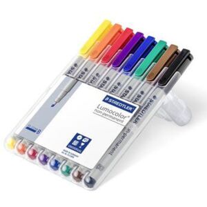 Staedtler Lumocolor Non-Permanent Broad Pen Pack - 8 Colors w/ Stand-Up Box - Yellow, Red, Blue, Orange, Green, Purple, Brown, Black, 312 WP8