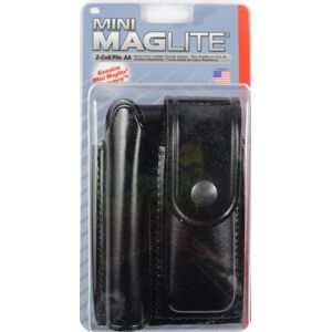 AM2A346 Heavy Duty Black Holster for Mini MagLite AA Flashlight and Folding Knife