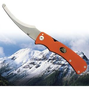 Outdoor Edge Cutlery Zip-Pro Folding Guthook/Zipper Blade, Blaze Orange Handle w/ Nylon Belt Sheath ZO-10C