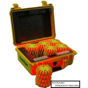 Powerflare 24-Pack PowerFlare Hard Case, Magnetic, Green LEDs, Blue Shell, PFPACK24M-G-BL