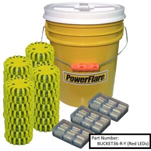 Powerflare 36-Pack Bucket of Magnetic PowerFlare Lights, Blue LEDs, Orange Shell, BUCKET36M-B-O