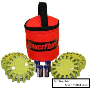 Powerflare 4-Pack PowerFlare Soft Pack, Magnetic, Red LEDs, Orange Shell, SP4M-R-O