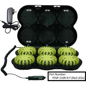 Powerflare 6-Pack Rechargeable PowerFlare System, Magnetic, Blue LEDs, Orange Shell, PF6P-210RM-B-O