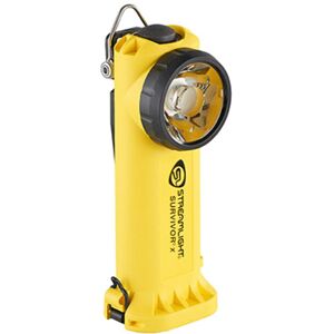 Streamlight Survivor X Safety-Rated Firefighters Right-Angle LED Flashlight, Lithium Ion, 120V/100V AC/12V DC, White, 250 Lumens, Yellow, 90962