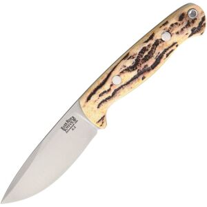 Bark River North Country EDC Antique Stag Fixed Blade Knife, 3.5in, A2 Tool Steel, Standard Edge, Satin, Antique Stag Bone Handle, 02-214BAS
