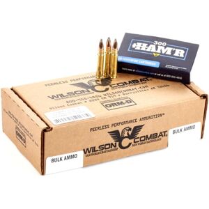 Wilson Combat Hornady SP 300 HAM'R 110 Grain Brass Cased Pistol Ammo, 200 Round, A300HMR-110-SP-BLK-200RD