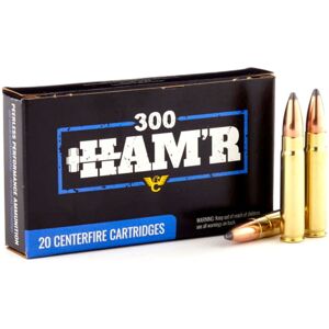 Wilson Combat Sierra Pro-Hunter 300 HAM'R 125 Grain Brass Cased Pistol Ammo, 20 Round, A300HMR-125-PH-20RD