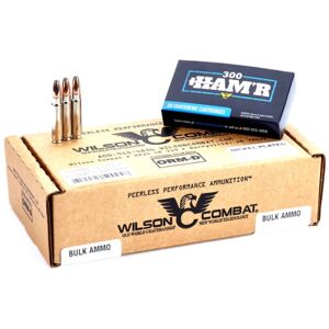 Wilson Combat Speer HAM'R HOT-CORE 300 HAM'R 130 Grain Nickel Cased Pistol Ammo, 200 Round, A300HMR-130-HHC-N-BL-200RD
