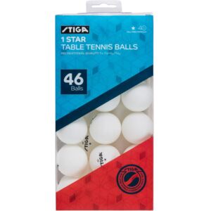 Stiga One-Star 46-Pack Table Tennis Balls, Black, T1460