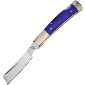 Frost Lockback Razor, 3.88in Closed, Mirror Stainless Razor Blade, Blue Smooth Bone Handle, 17-150BLSB