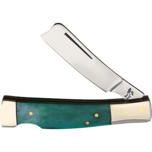 Frost Lockback Razor, 3.88in Closed, Mirror Stainless Razor Blade, Green Smooth Bone Handle, 17-150GSB