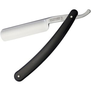 Giesen & Forsthoff Straight Razor Plastic, 6.25in Closed, 3.5in Satin SS Blade, Black Plastic Handle, Extended Tang, Black, 407