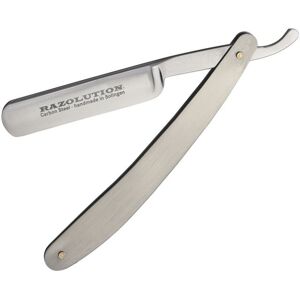 Razolution Straight Razor Folding Knife,4in,Carbon Steel,Standard Edge,Satin,Stainless Handle, 88173