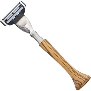 Razolution System Razor with Zebrano Wood, 5.75in Overall, Zebra Wood Handle, Uses Exchangeable Gillette Mach3 Blade, 81853