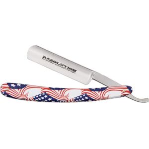 Simba Tec Razolution Straight Folding Knife,3in,Razor Blade,Red, White And Blue Stars And Stripes Composition Handle SBT88113