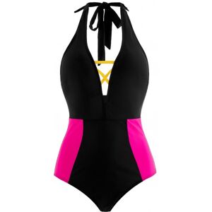 Modlily Black Contrast Cross Strap One Piece Swimwear womens