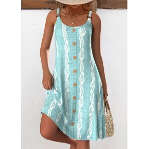 Modlily Mint Green Circular Ring Tropical Plants Print Strappy Dress womens