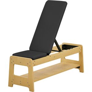Soozier Wooden Adjustable Weight Bench with Dumbbell Rack, Flat or Incline Workout Bench for Home Gym Weight Lifting, Black