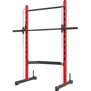 Soozier Squat Rack with Pull Up Bar and Barbell Bar Adjustable Bench Press Multi-Function Weight Lifting Half Rack, Red
