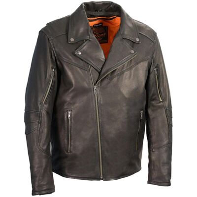 Milwaukee Leather Men's Lightweight Triple Stitch Extra Long Beltless Biker Jacket Milwaukee Leather Men's Lightweight Triple Stitch Extra Long Beltless Biker Jacket
