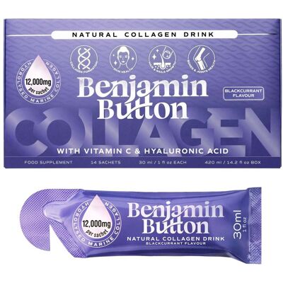 Benjamin Button Marine Collagen Liquid Sachets – 12,000mg – Blackcurrant Benjamin Button Marine Collagen Liquid Sachets – 12,000mg – Blackcurrant
