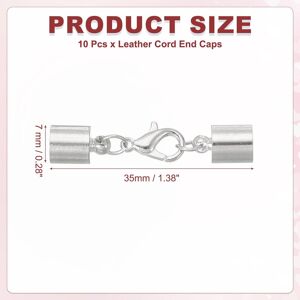 Unique Leather Cord End Caps with Lobster Clasp, Barrel Terminators Tail Buckles Cord End Cap for Jewelry DIY White Unique Leather Cord End Caps with Lobster Clasp, Barrel Terminators Tail Buckles Cord End Cap for Jewelry DIY White