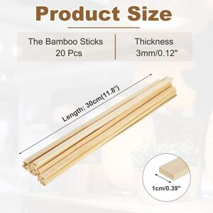 Unique Natural Bamboo Sticks Wooden Sticks for Crafts, Unfinished Wood Square Natural Wood Slats for DIY Crafts Furniture Model Making 20Pcs Unique Natural Bamboo Sticks Wooden Sticks for Crafts, Unfinished Wood Square Natural Wood Slats for DIY Crafts Furniture Model Making 20Pcs