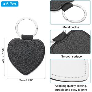 Unique Sublimation Blank Keychains, Heart Keychain Blanks Bulk PU Leather Heat Transfer Key Chains for DIY Craft, Black 6 Pcs Unique Sublimation Blank Keychains, Heart Keychain Blanks Bulk PU Leather Heat Transfer Key Chains for DIY Craft, Black 6 Pcs