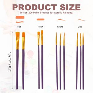 Unique Paint Brushes Set, Acrylic Paint Brush Nylon Hair for Watercolor Oil Painting Miniature Detailing Rock Painting Purple 200 Pcs Unique Paint Brushes Set, Acrylic Paint Brush Nylon Hair for Watercolor Oil Painting Miniature Detailing Rock Painting Purple 200 Pcs
