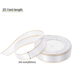 Unique Satin Ribbon with Gold Edges Border Grosgrain Fabric Ribbon for Decor White 3/4 Inch x 25 Yard Unique Satin Ribbon with Gold Edges Border Grosgrain Fabric Ribbon for Decor White 3/4 Inch x 25 Yard