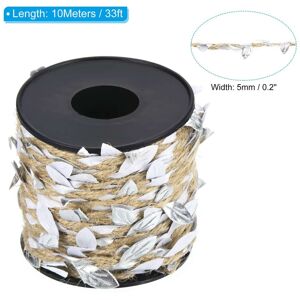 Unique 33ft 5mm Burlap Leaf Ribbon Artificial Vine Natural Jute Rope Twine Silver Tone 33ft Unique 33ft 5mm Burlap Leaf Ribbon Artificial Vine Natural Jute Rope Twine Silver Tone 33ft