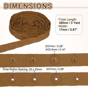 Unique Snap Button Tape, Polyester Plastic Snap Button Trim, Sewing Press Stud Ribbon Replacement Dark Brown 3 Yard Unique Snap Button Tape, Polyester Plastic Snap Button Trim, Sewing Press Stud Ribbon Replacement Dark Brown 3 Yard