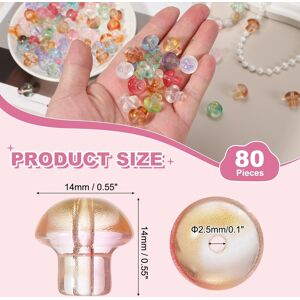 Unique Mushroom Glass Beads Transparent Craft Beads Glass Pendants Pink/Yellow Unique Mushroom Glass Beads Transparent Craft Beads Glass Pendants Pink/Yellow