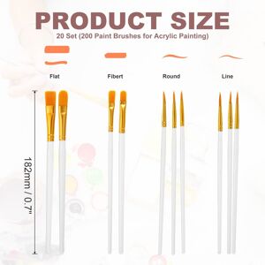 Unique Paint Brushes Set, Acrylic Paint Brush Nylon Hair for Watercolor Oil Painting Miniature Detailing Rock Painting White 200 Pcs Unique Paint Brushes Set, Acrylic Paint Brush Nylon Hair for Watercolor Oil Painting Miniature Detailing Rock Painting White 200 Pcs