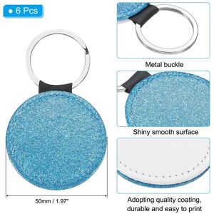 Unique Sublimation Blank Keychains, 6 Pcs Round Keychain Blanks Bulk PU Leather Heat Transfer Key Chains for DIY Craft Glitter Blue Unique Sublimation Blank Keychains, 6 Pcs Round Keychain Blanks Bulk PU Leather Heat Transfer Key Chains for DIY Craft Glitter Blue