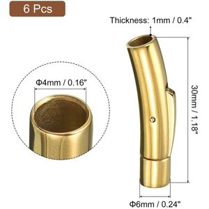 Unique Leather Cord End Clasp, Hole Column Clasps Connectors Making Gold 4 x 30mm Unique Leather Cord End Clasp, Hole Column Clasps Connectors Making Gold 4 x 30mm