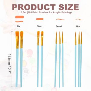 Unique Paint Brushes Set, Acrylic Paint Brush Nylon Hair for Watercolor Oil Painting Miniature Detailing Rock Painting Blue 100 Pcs Unique Paint Brushes Set, Acrylic Paint Brush Nylon Hair for Watercolor Oil Painting Miniature Detailing Rock Painting Blue 100 Pcs