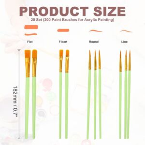 Unique Paint Brushes Set, Acrylic Paint Brush Nylon Hair for Watercolor Oil Painting Miniature Detailing Rock Painting Green 200 Pcs Unique Paint Brushes Set, Acrylic Paint Brush Nylon Hair for Watercolor Oil Painting Miniature Detailing Rock Painting Green 200 Pcs