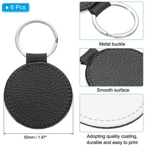 Unique Sublimation Blank Keychains, Round Keychain Blanks Bulk PU Leather Heat Transfer Key Chains for DIY Craft, Black 6 Pcs Unique Sublimation Blank Keychains, Round Keychain Blanks Bulk PU Leather Heat Transfer Key Chains for DIY Craft, Black 6 Pcs