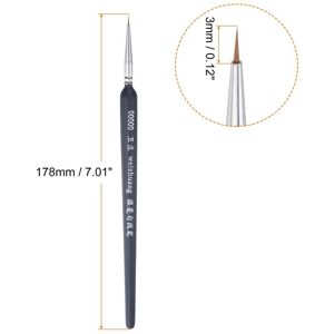 Unique Detail Paint Brushes Length Nylon Hair Miniature Painting Brush for Watercolor Oil Acrylic Painting Black 00000# 3mm Unique Detail Paint Brushes Length Nylon Hair Miniature Painting Brush for Watercolor Oil Acrylic Painting Black 00000# 3mm
