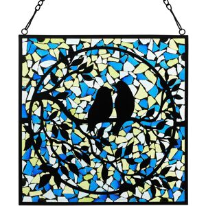 River of Goods Love Birds Mosaic Stained Glass Window Panel - 12 Blue 12 River of Goods Love Birds Mosaic Stained Glass Window Panel - 12 Blue 12