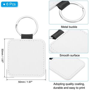 Unique Sublimation Blank Keychains, Square Keychain Blanks Bulk Double Side PU Leather Heat Transfer Key Chains for DIY Craft, White 6 Pcs Unique Sublimation Blank Keychains, Square Keychain Blanks Bulk Double Side PU Leather Heat Transfer Key Chains for DIY Craft, White 6 Pcs