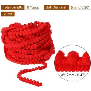 Unique 2Pcs 10 Yards Pom Pom Ball Fringe Trim Ribbon Sewing DIY Crafts, 5mm Red 0.1 In. L X 0.1 In. W X 0.1 In. H Unique 2Pcs 10 Yards Pom Pom Ball Fringe Trim Ribbon Sewing DIY Crafts, 5mm Red 0.1 In. L X 0.1 In. W X 0.1 In. H