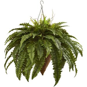 Nearly Natural Giant Boston Fern Hanging Basket - Green Green See description Nearly Natural Giant Boston Fern Hanging Basket - Green Green See description