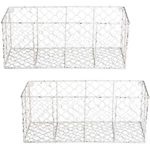 DII Wall Mount Chicken Wire Basket(Set of 2) Small Antique White Medium DII Wall Mount Chicken Wire Basket(Set of 2) Small Antique White Medium