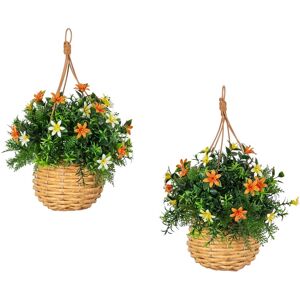 Nearly Natural 13-in UV Resistant Lily and Mixed Greens in Hanging Basket - Set of 2 Green Nearly Natural 13-in UV Resistant Lily and Mixed Greens in Hanging Basket - Set of 2 Green